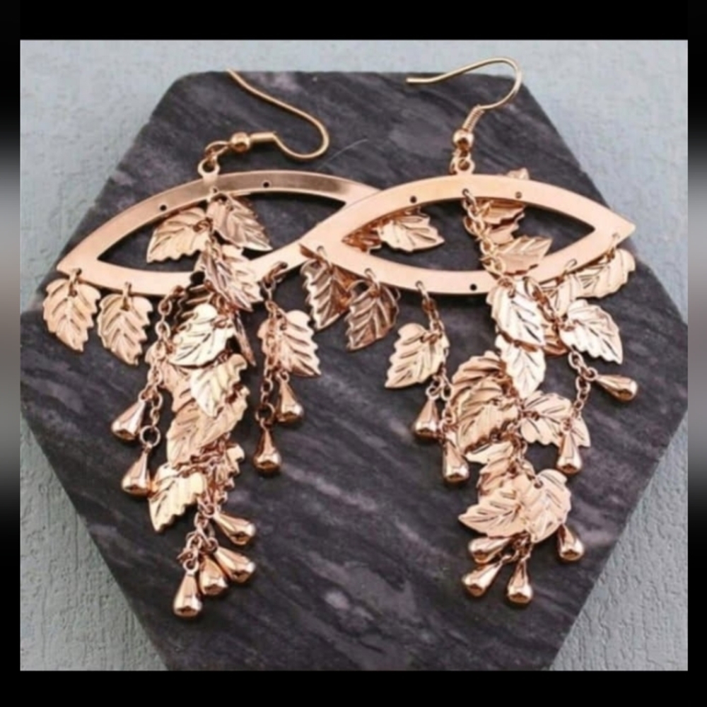 Gold Leaf Dangle Earrings